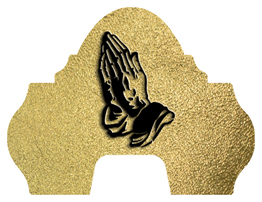 DARAY-L-516-BK-SH-GD Black Praying Hands Shimmer Gold